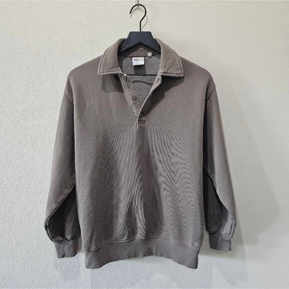 TNA Sweat Fleece Cozy Fleece Boyfriend Fit Taupe Sweater - Picture 1 of 4